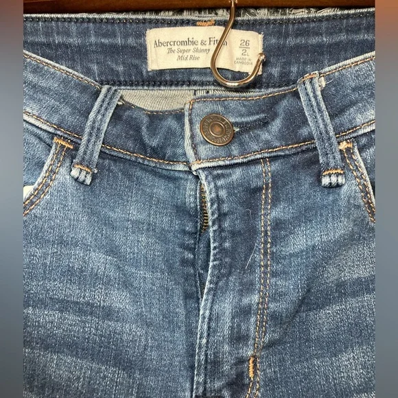 Abercrombie & Fitch Dark Blue Distressed Skinny Jeans - Picture 2 of 10